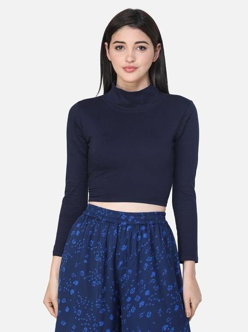 scorpius navy regular fit crop top