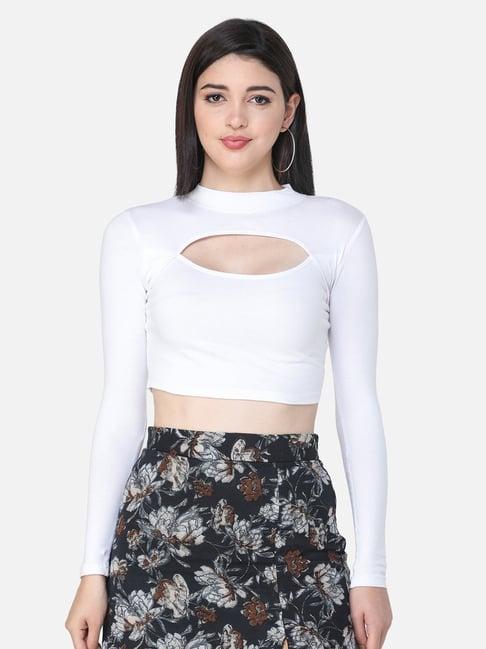 scorpius white regular fit crop top