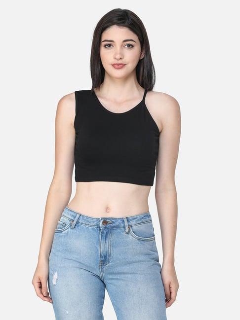 scorpius black regular fit crop top