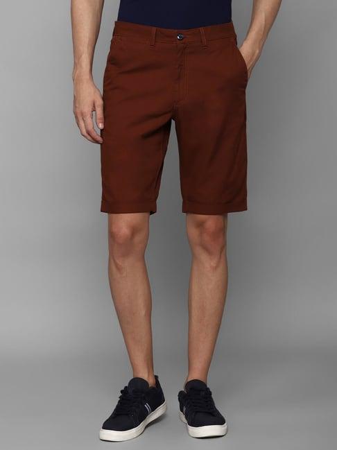 allen solly maroon cotton slim fit shorts