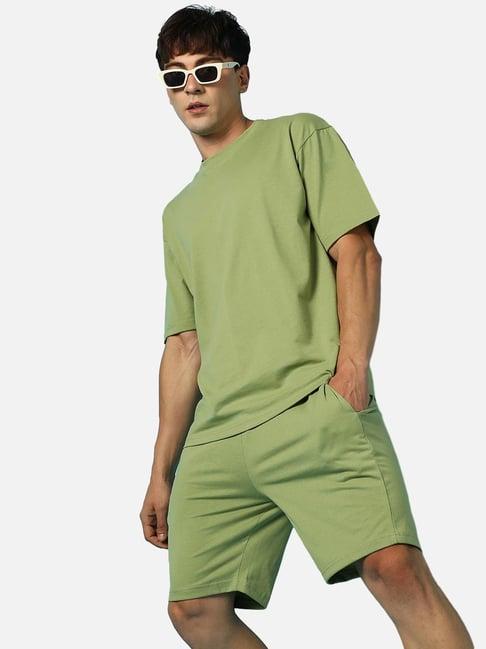 campus sutra olive regular fit sports sets