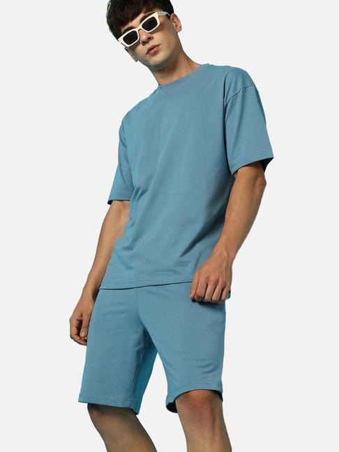 campus sutra blue regular fit sports sets