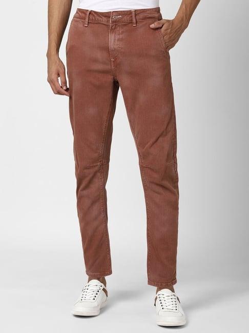 peter england jeans brown regular fit jeans