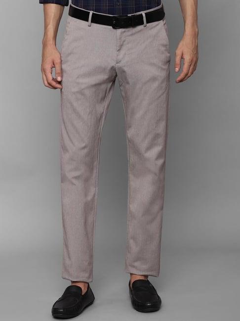 allen solly grey cotton slim fit self pattern trousers