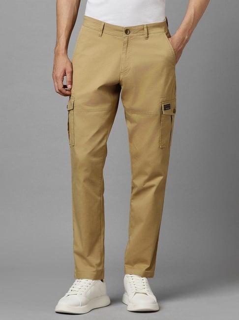 louis philippe jeans khaki cotton slim fit cargos