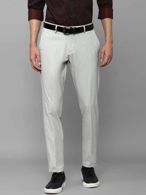 louis philippe sport grey slim fit self pattern trousers