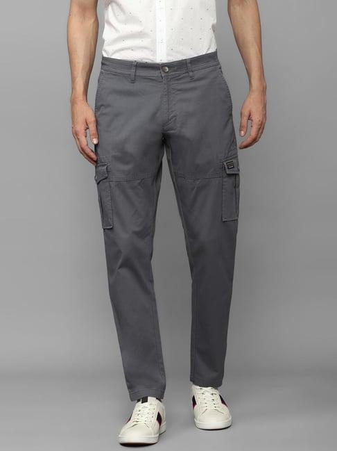 louis philippe jeans grey cotton slim fit cargos