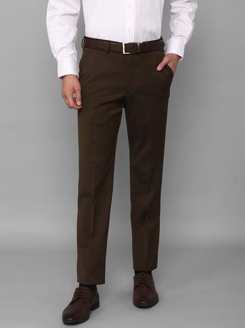 luxure by louis philippe brown slim fit trousers