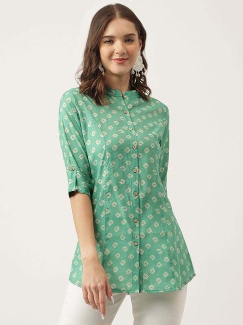 divena green printed shirt