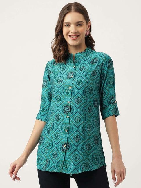 divena turquoise printed shirt