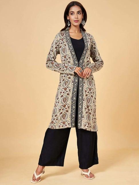 rangmanch by pantaloons beige printed cape