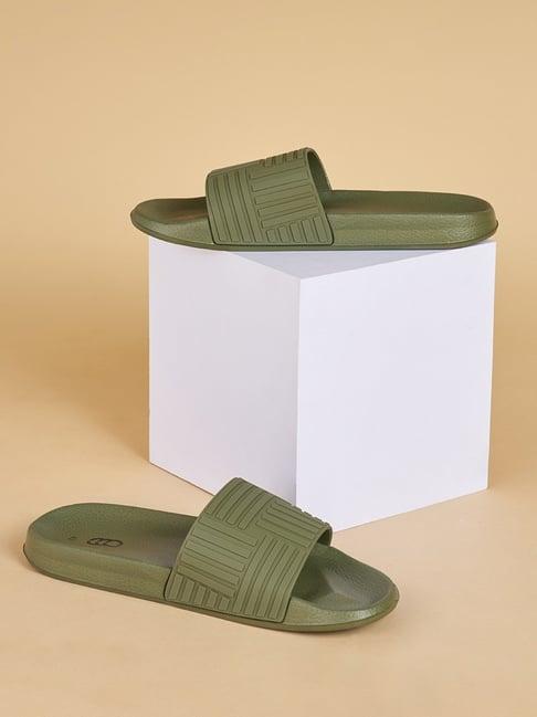 ajile by pantaloons men's olive slides