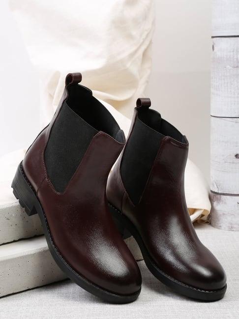 teakwood leathers men's cherry chelsea boots