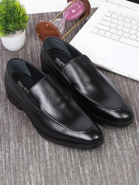 teakwood leathers men's black formal loafers