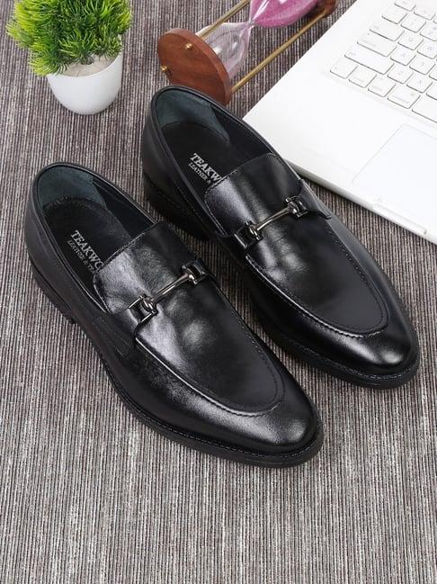 teakwood leathers men's black formal loafers