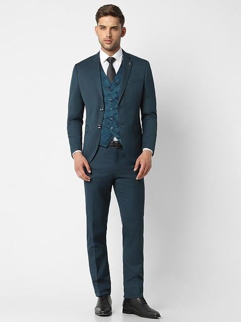 van heusen green slim fit four piece suit