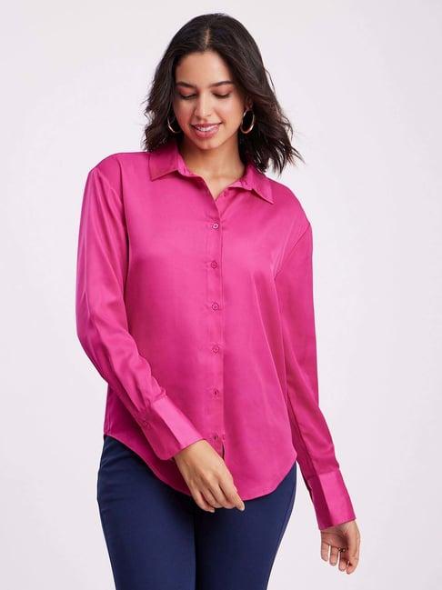 fablestreet fuchsia relaxed fit shirt