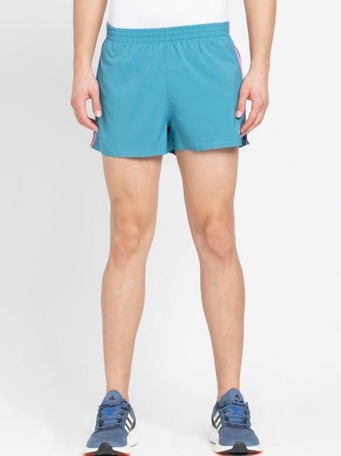 adidas turquoise regular fit striped sports shorts