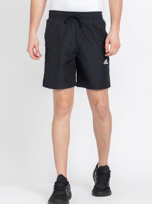 adidas black regular fit striped sports shorts