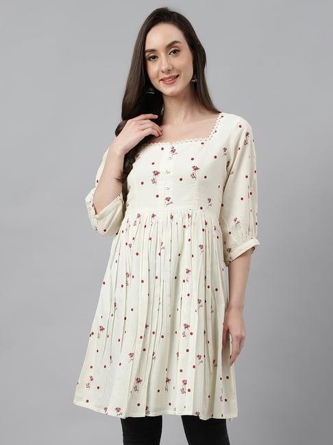 janasya off white printed tunic