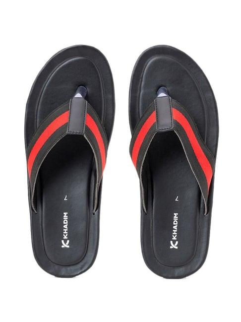 khadim men's black flip flops