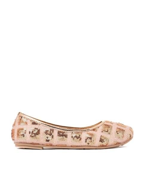 khadim women's rose gold flat ballets