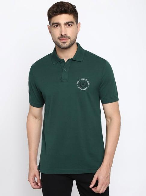 van heusen sport regular fit varsity inspired short sleeve solid polo t-shirt - emerald green