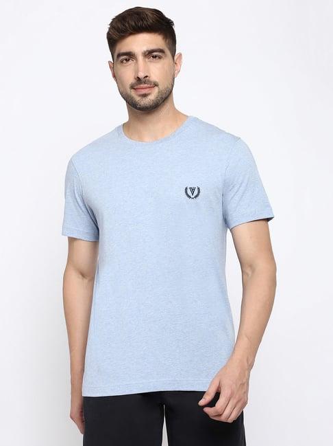 van heusen sport regular fit moisture activated crew neck cool it t-shirt - sky blue melange