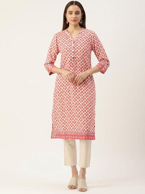 amukti white ethnic motifs print straight kurta