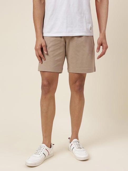 fabindia beige comfort fit shorts