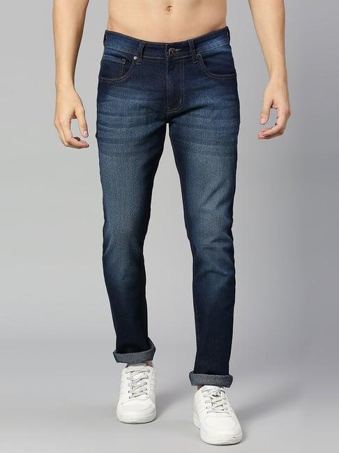 thomas scott dark blue slim fit lightly washed jeans