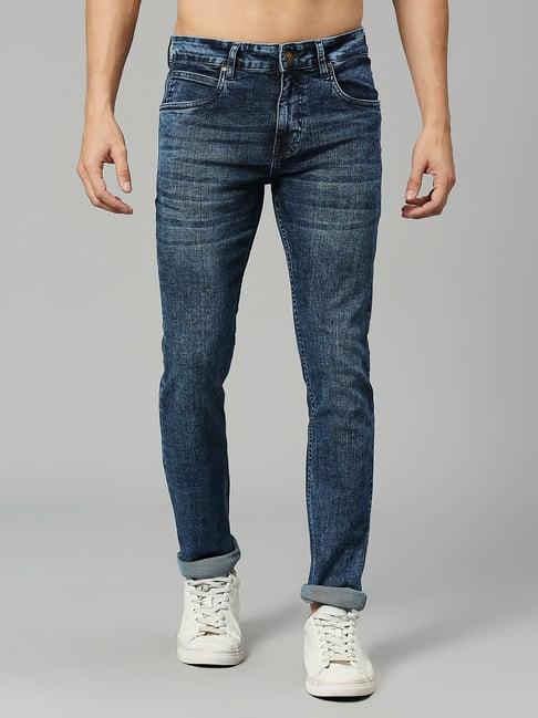 thomas scott blue slim fit heavily washed jeans