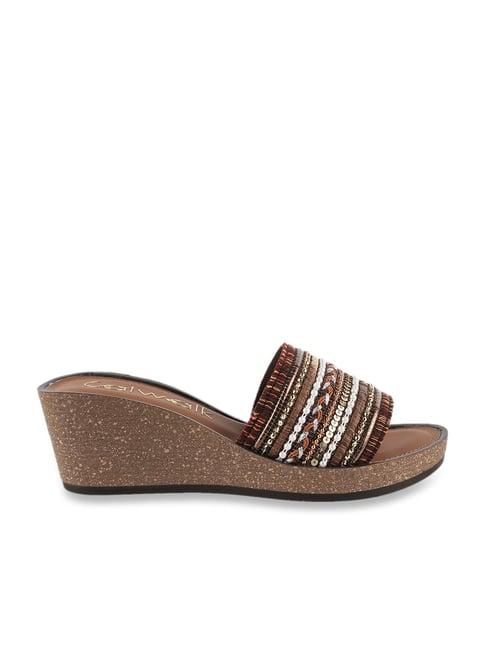 catwalk women's brown casual wedges