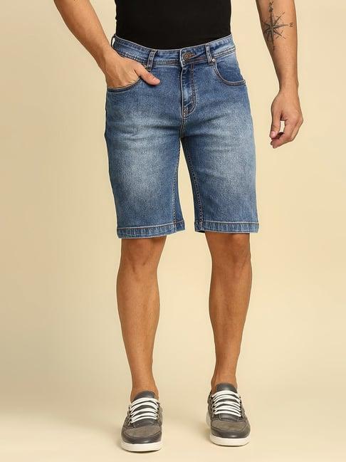 high star blue slim fit denim shorts