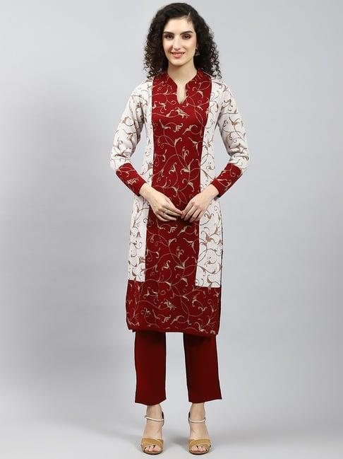 monte carlo red printed kurta with pants