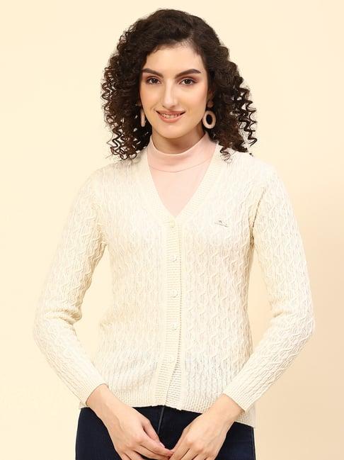 monte carlo cream self design cardigan