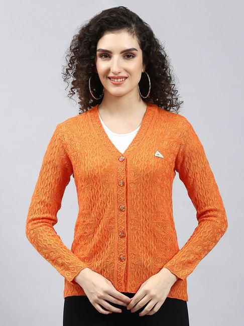 monte carlo orange self design cardigan