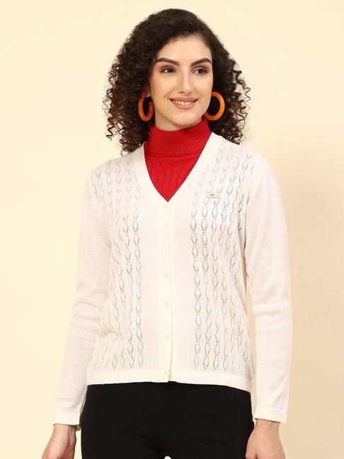 monte carlo off white self design cardigan