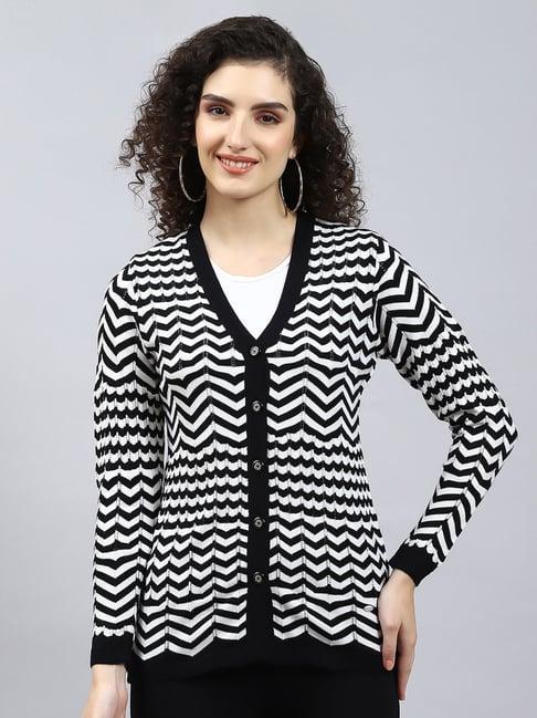 monte carlo black & white striped cardigan