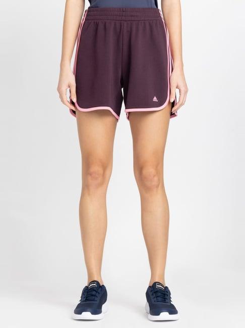 adidas wine cotton logo print sports shorts