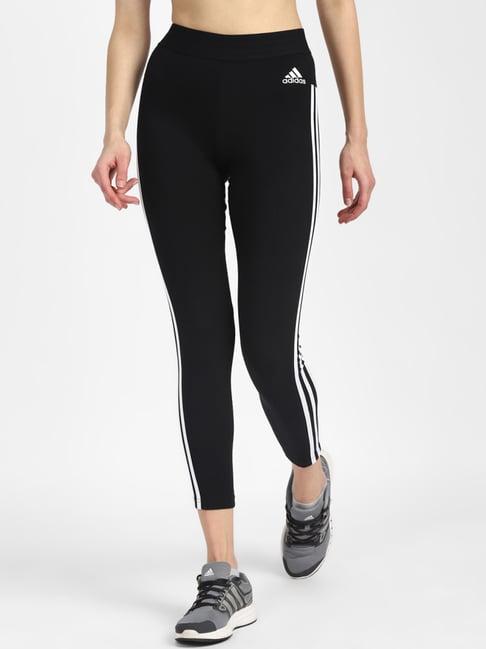 adidas black cotton logo print tights