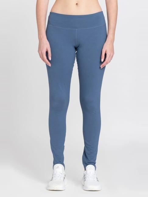 adidas powder blue cotton logo print tights