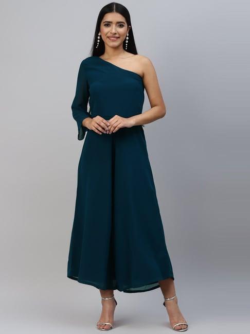 poshak hub blue one-shoulder jumpsuit