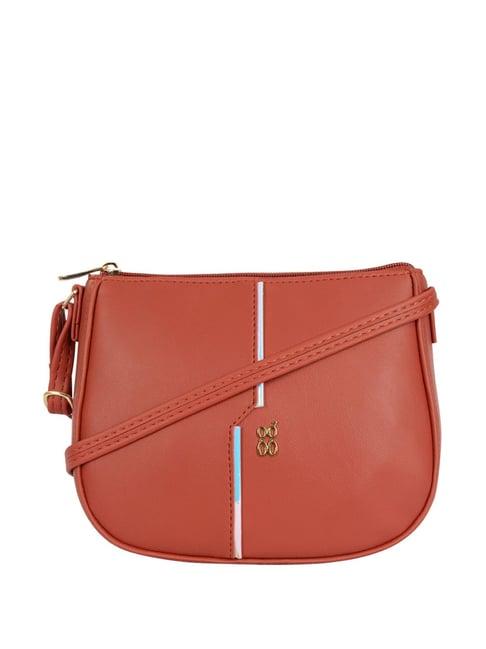 baggit red solid small sling handbag