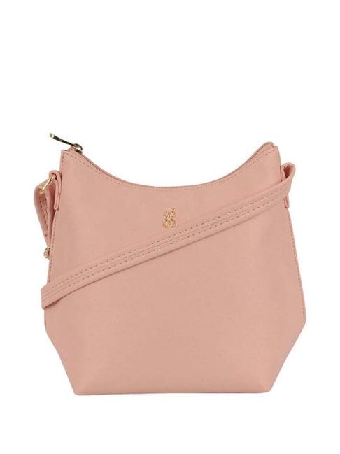 baggit powder pink solid small sling handbag