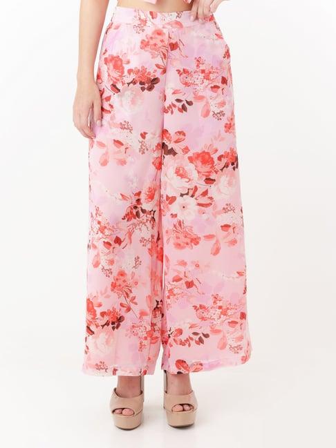 zink london light pink floral print trousers