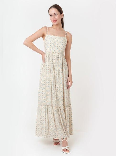 zink london white printed maxi dress