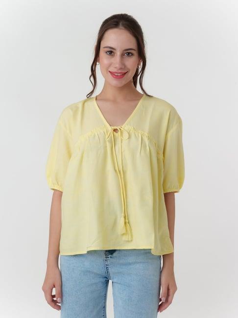 zink london light yellow regular fit top