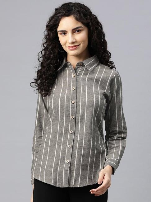 cottinfab grey cotton stripedshirt