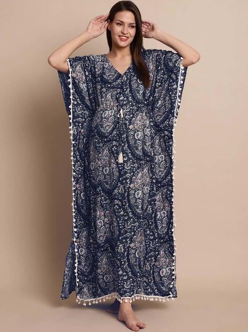 secret wish navy floral print maternity kaftan